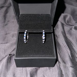 White and blue sapphire earrings